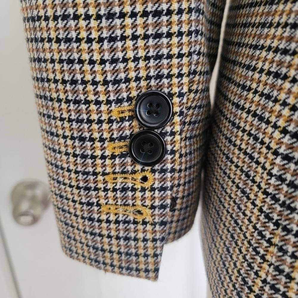 Talbots Plaid Print Brown Blazer Jacket Size 8 - Picture 10 of 15
